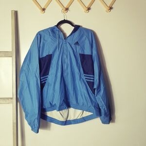 ADIDAS WOMEN'S BLUE WINDBREAKER JACKET SIZE XL